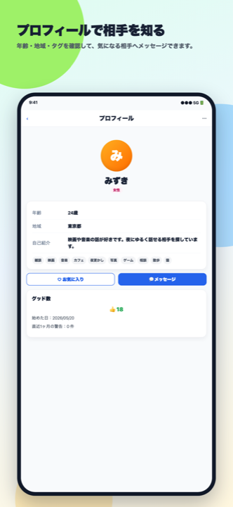 プロフィール画面